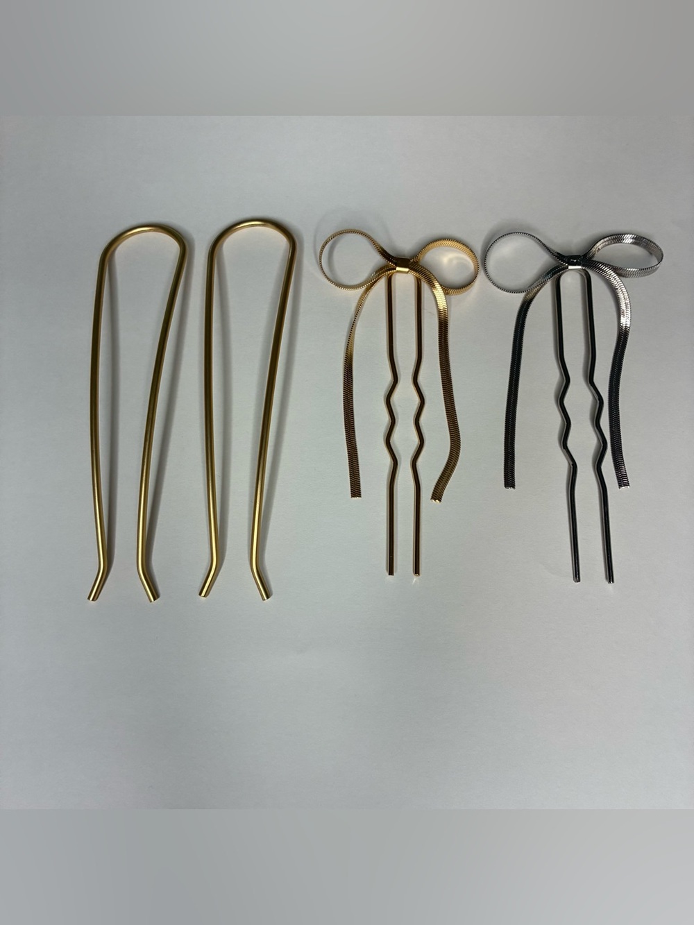 Slim Chignon French Hair Pins and U-shaped Bow Pins Set of Four